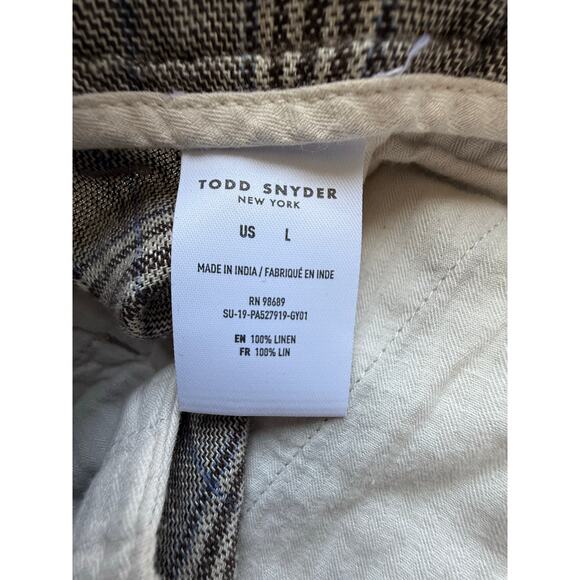 Todd Snyder Grey Slim-Fit Glen Plaid Linen Trousers Size Large - Picture 7 of 9